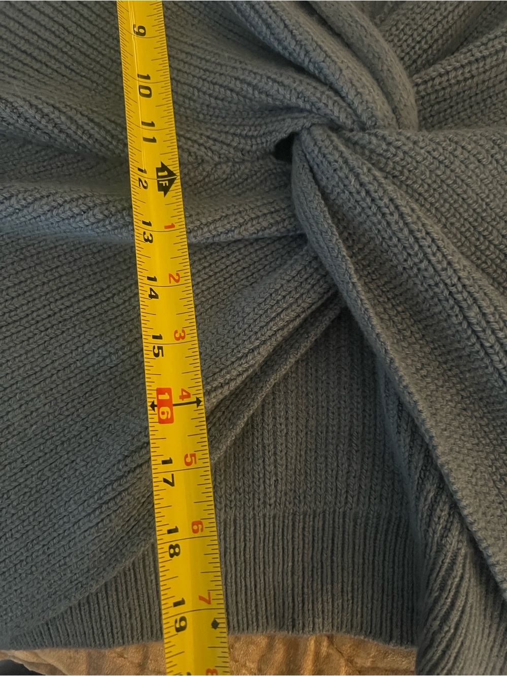 Twist-Front Ribbed V-Neck Sweater - Blue - Picture 6 of 8
